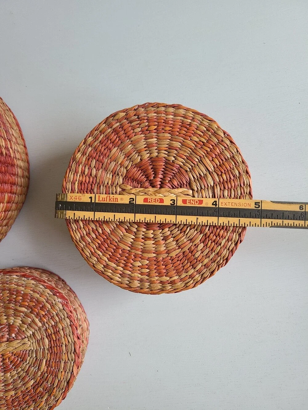 Vintage Wheat Grass Nesting Baskets with Lids